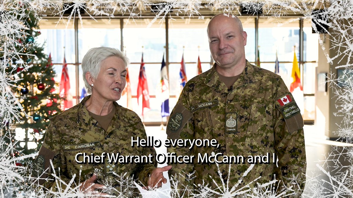 The Chief of the Defence Staff and CAF Chief Warrant Officer extend their warmest wishes for a joyful holiday season. Your hard work and dedication are truly appreciated – thank you for making a difference each and every day.