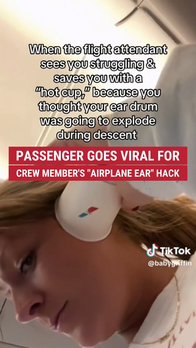 A flight passenger has gone viral after sharing how a crew member's clever "airplane ear" hack not only "saved" her, but also amazed social media users who had never heard of the technique.