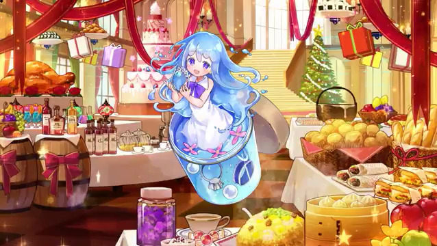 チャチャです！ クリスマス特製背景＆BGM＆ホーム画面エフェクトをプレゼントボックスにお贈りしておりますので、セットで飾ってクリスマスをお楽しみくださいませ、です！ メリークリスマス、です！(✿*╹ᴗ╹*)+ #メルスト