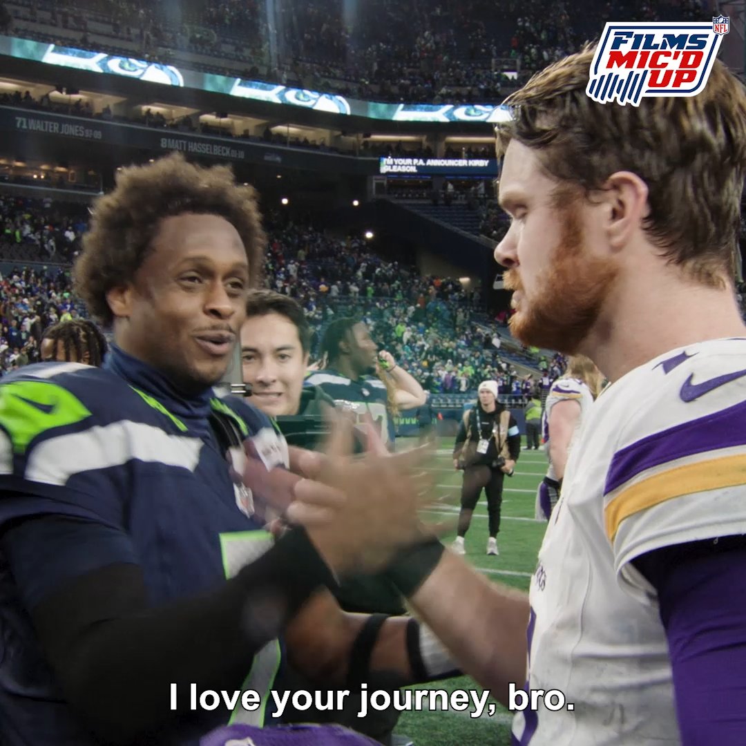 "I love your journey, bro." Geno Smith showing respect to fellow QB Sam Darnold 🤝 (via NFL Films)