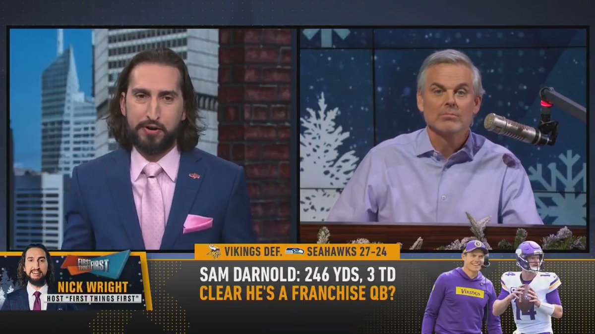 .nick wright owes @ColinCowherd an apology: "I have mocked you publicly, privately, via text, on TV for your Sam Darnold love affair... It would appear that his rose has finally bloomed."