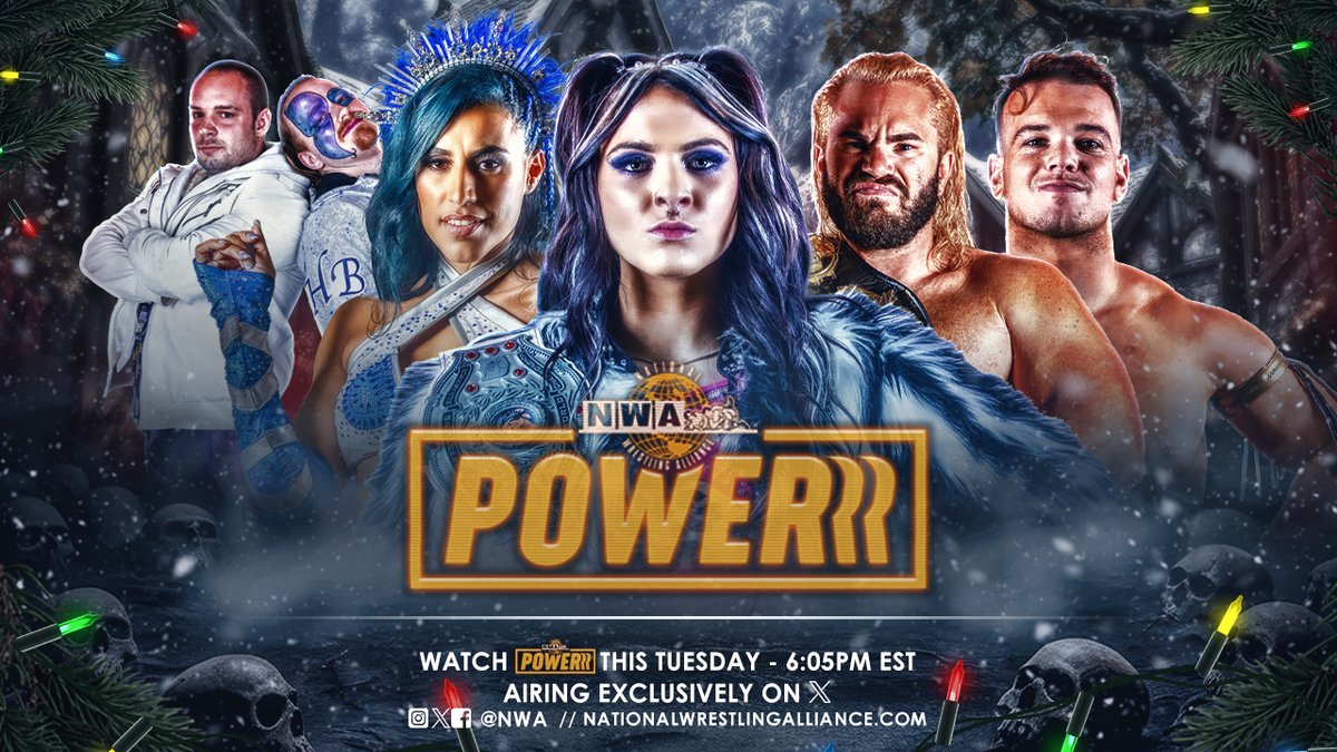 It's 6:05e! It's time for wrestling! It's time for #NWAPowerrr! Both the World Women's and Junior Heavyweight Titles are on the line on this special Christmas Eve edition of NWA Powerrr! This is #NWASamhain! This is #NWAPowerrr!
