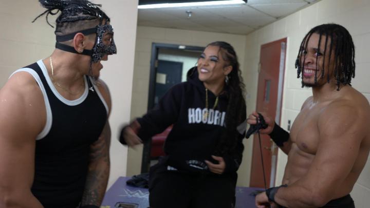 EXCLUSIVE: Bronco Nima🪢 &amp; Nnamdi Oguayo are confident after emerging victorious in a Christmas Chaos Fatal 4-Way Tag Team Match to become No. 1 Contenders to the NXT Tag Team Title. #WWENXT