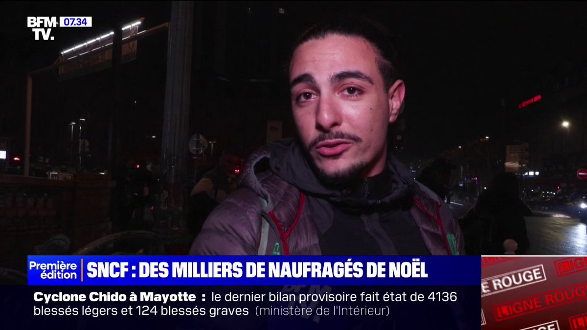 💬 "On était censés réveillonner en famille (...) mais on va essayer de manges les restes" Ces voyageurs de la SNCF ont passé le réveillon de Noël dans le train à cause d'importants retards