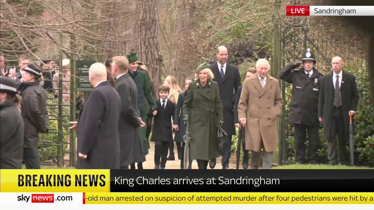 The Royal Family, led by the King, walk through a crowd of well-wishers at Sandringham and into St Mary Magdalene Church. 📺 Sky 501, Virgin 602, Freeview 233 and YouTube