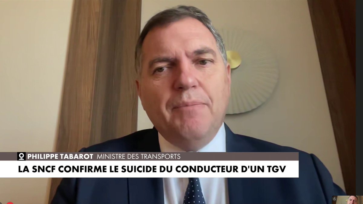 Philippe Tabarot, ministre des Transports, revient sur le suicide d'un conducteur de TGV : «Ça aurait pu être plus grave s’il avait souhaité faire dérailler son train», dans #MidiNews