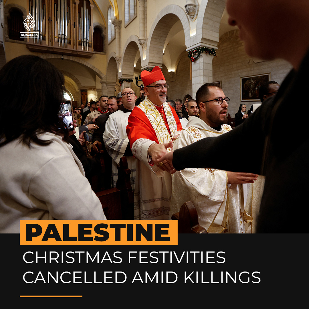 There are no Christmas decorations or lit trees for Palestinian Christians in occupied Bethlehem this year, amid Israel’s continued bombardment of Gaza that killed at least 19 Palestinians on Christmas morning.