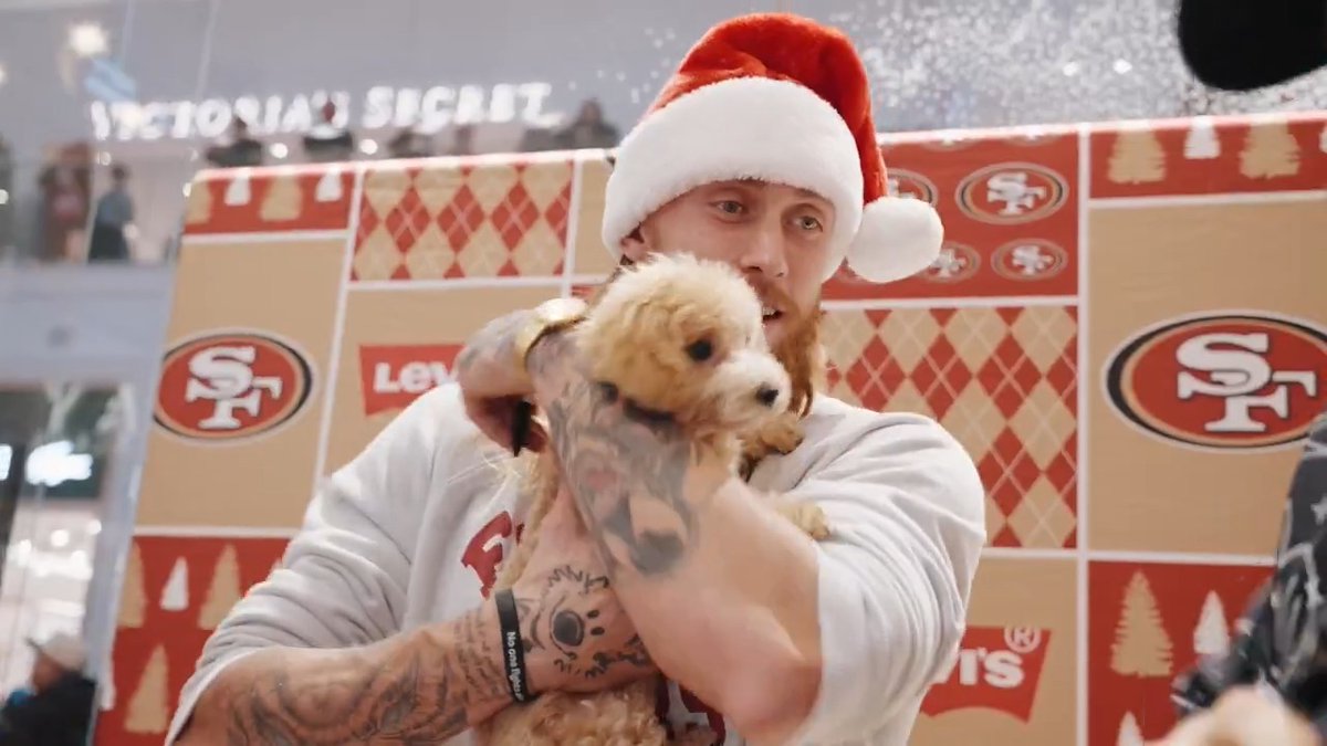 Gifts, LOTS of hugs, dogs and so much more. You never know what you're going to get when Kittle Clause comes to town 🎅 George Kittle | #FTTB