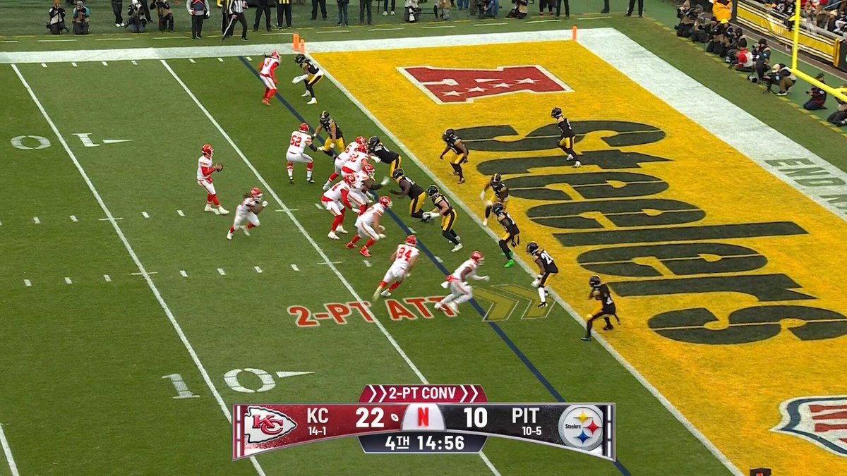 A truly wild two-point attempt #KCvsPIT on @Netflix