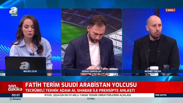 💥 FATİH TERİM, SUUDİ ARABİSTAN YOLCUSU! 🎙️ Mehmet Özcan: Fatih Hoca, Yunanistan'da macerayı yaşamıştı ve işin final kısmında Suudi Arabistan ekibi Al Shabab ile devam etmesi uygun bir yer.