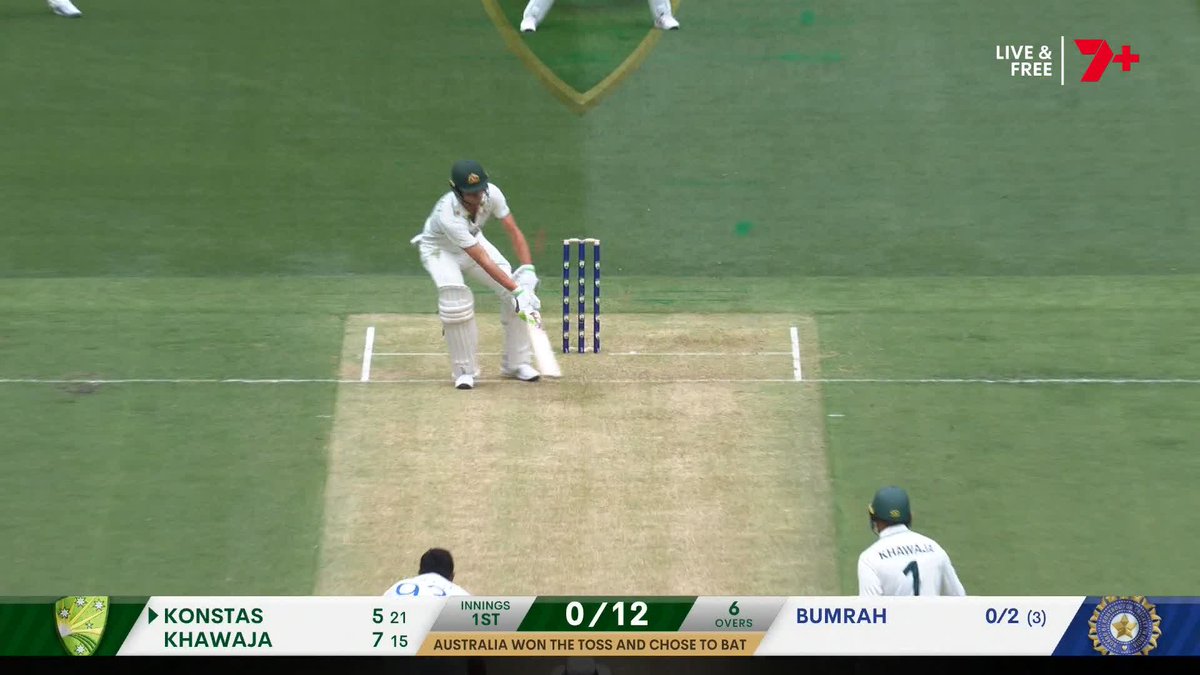 WHAT IS GOING ON?! Konstas ramps Bumrah for four... And next ball ramps Bumrah for SIX! #AUSvIND