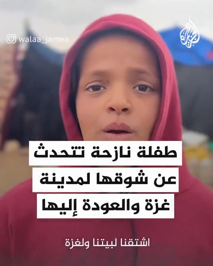 "بدي أبوس رملها".. طفلة نازحة تتحدث عن شوقها لمدينة غزة والعودة إليها #حرب_غزة