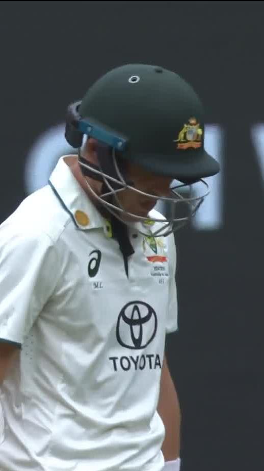 Marnus Labuschange throws his head back after getting out for 72. #AUSvIND