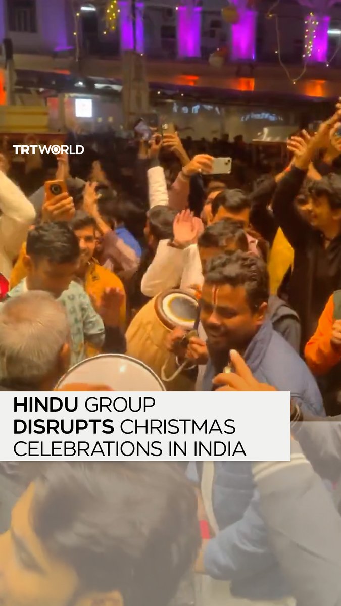 A group of Hindus chanted "Hare Ram, Hare Krishna" (Hail Lord Ram, Hail Lord Krishna) near St Josephs Cathedral in Hazratganj, Lucknow, India, on December 25, to disrupt Christmas celebrations