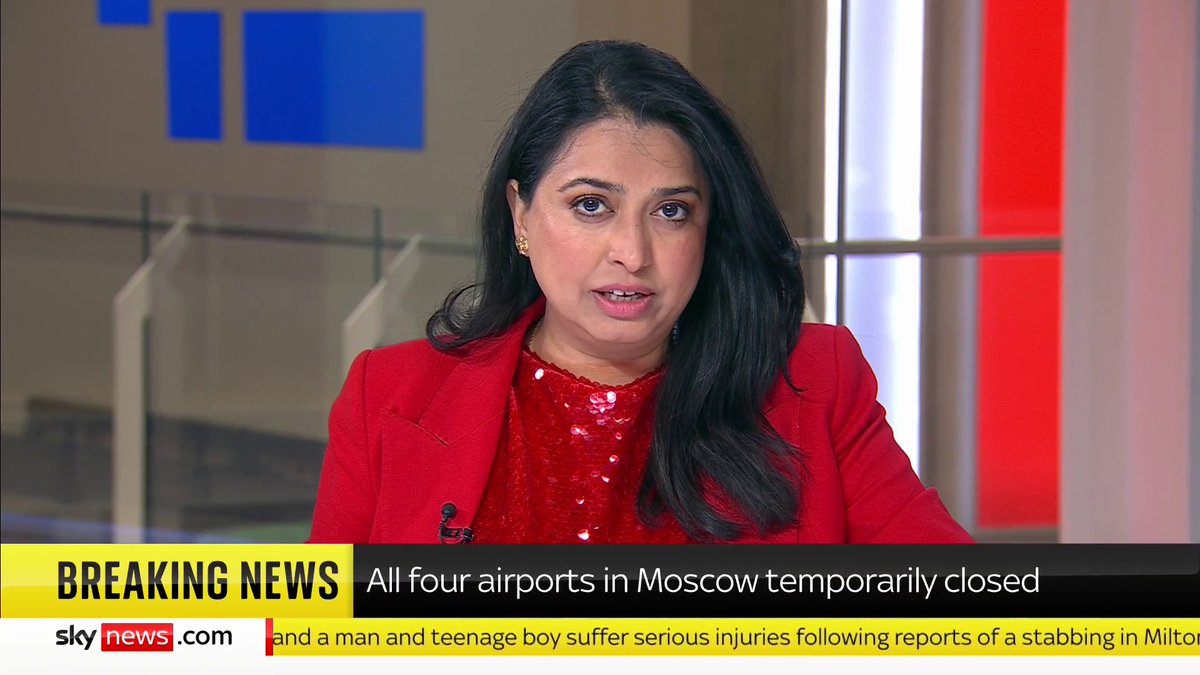 BREAKING: Russia's aviation watchdog reports that all four airports in Moscow have been temporarily closed - Reuters. 📺 Sky 501, Virgin 602, Freeview 233 and YouTube