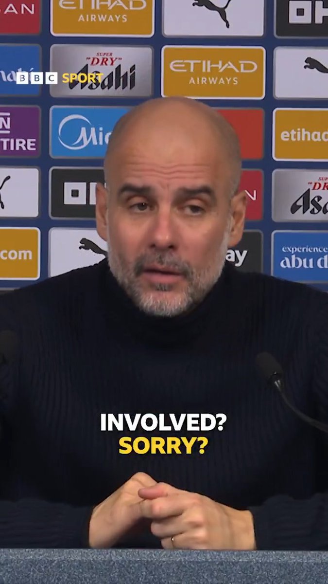 "You didn't look like you enjoyed most of that game." "That is not true." Pep wasn't having this take after Man City's draw with Everton 🙅‍♂️
