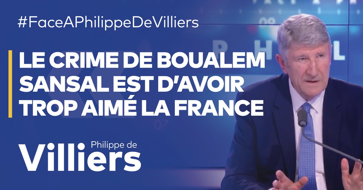 🎙️Le seul crime de Boualem Sansal est d’avoir trop aimé la France et de l’avoir dit trop fort ! Boualem, nous sommes là, nous serons là. 🔴Voir l'émission complète : 🤳Rejoignez-moi sur les différents réseaux sociaux : #FaceAPhilippeDeVilliers #FADV #CNews