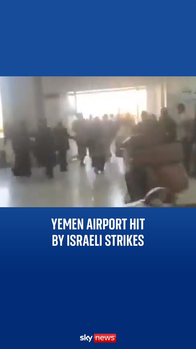 Footage shows people running from the airport in Sanaa, Yemen, after it was attacked in an Israeli air strike. Full story: