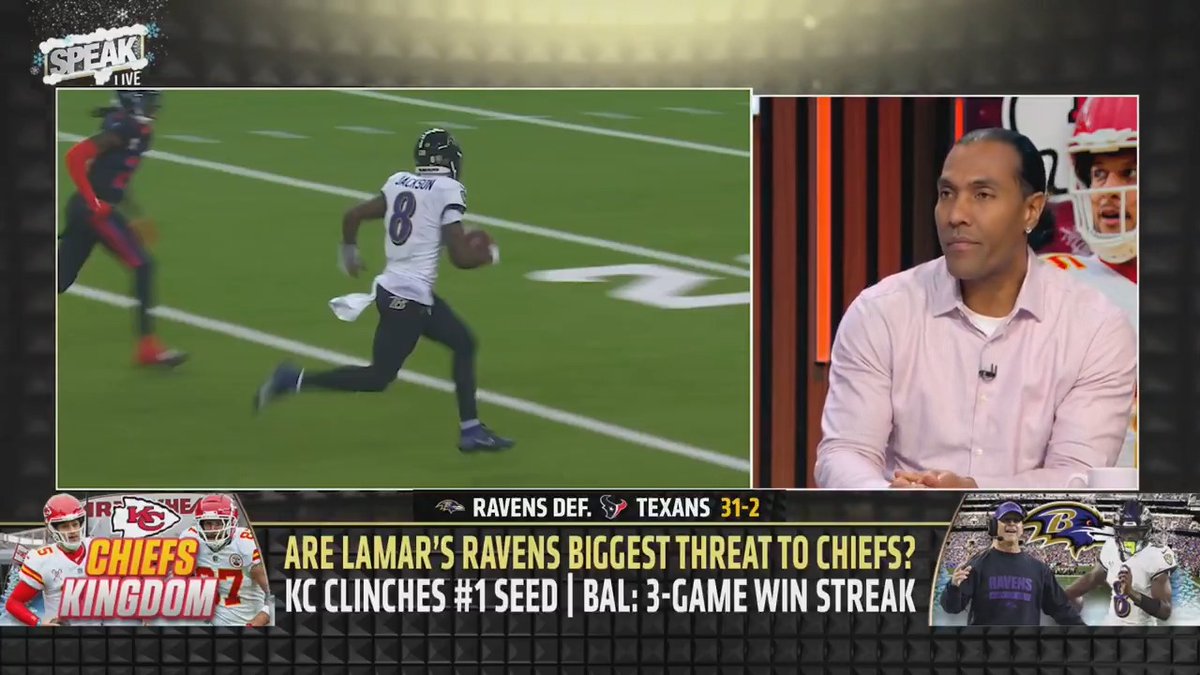 “If the Ravens and Chiefs play, the Ravens will beat them. I don’t care where it’s played at.” — T.J. Houshmandzadeh
