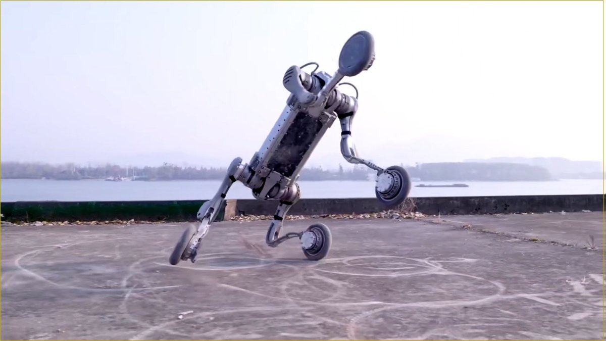 In a video released by Unitree, a civilian robotics company based in east #China's Hangzhou City, the company's B2-W robot dog performed moves like Thomas flairs with swift and powerful motions.
