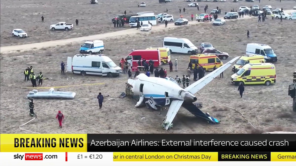 BREAKING:Azerbaijan Airline says that external interferene has caused the plane crash 📺 Sky 501, Virgin 602, Freeview 233 and YouTube