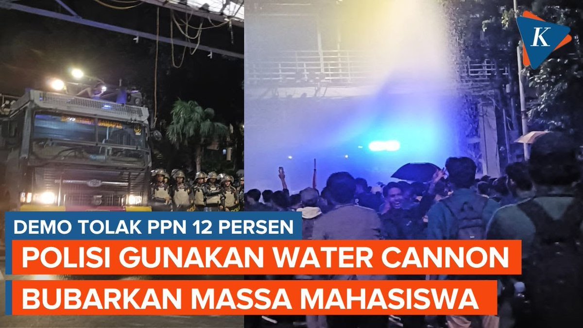 Polisi Tembakkan Water Cannon untuk Bubarkan Demo Mahasiswa Tolak PPN 12 Persen di Patung Kuda | #Polisi #DemoMahasiswa #PPN12Persen