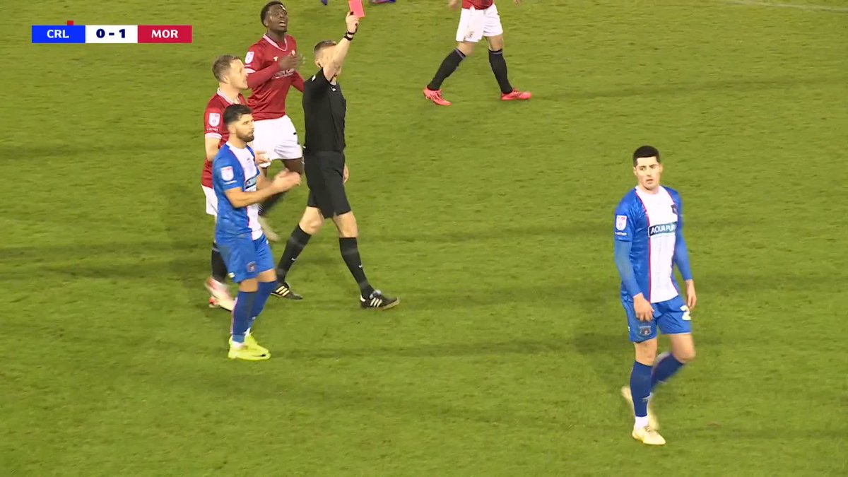 Jon Mellish given a straight red card 🔴 Things going from bad to worse for Carlisle at the bottom of League Two Carlisle United | EFL