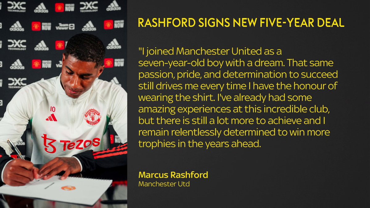 BREAKING:🚨 Marcus Rashford has signed on a new 5-year deal with Manchester United ✍️