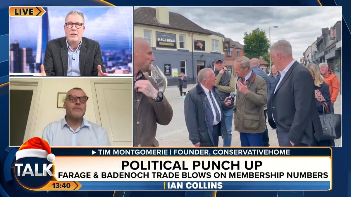 Conservative Home founder Tim Montgomerie says the shift in membership from the Tories to Reform UK "is perfectly explicable", as Nigel Farage and Kemi Badenoch row online. "People are coming across our borders and we are doing nothing!" Ian Collins | Tim Montgomerie 🇬🇧