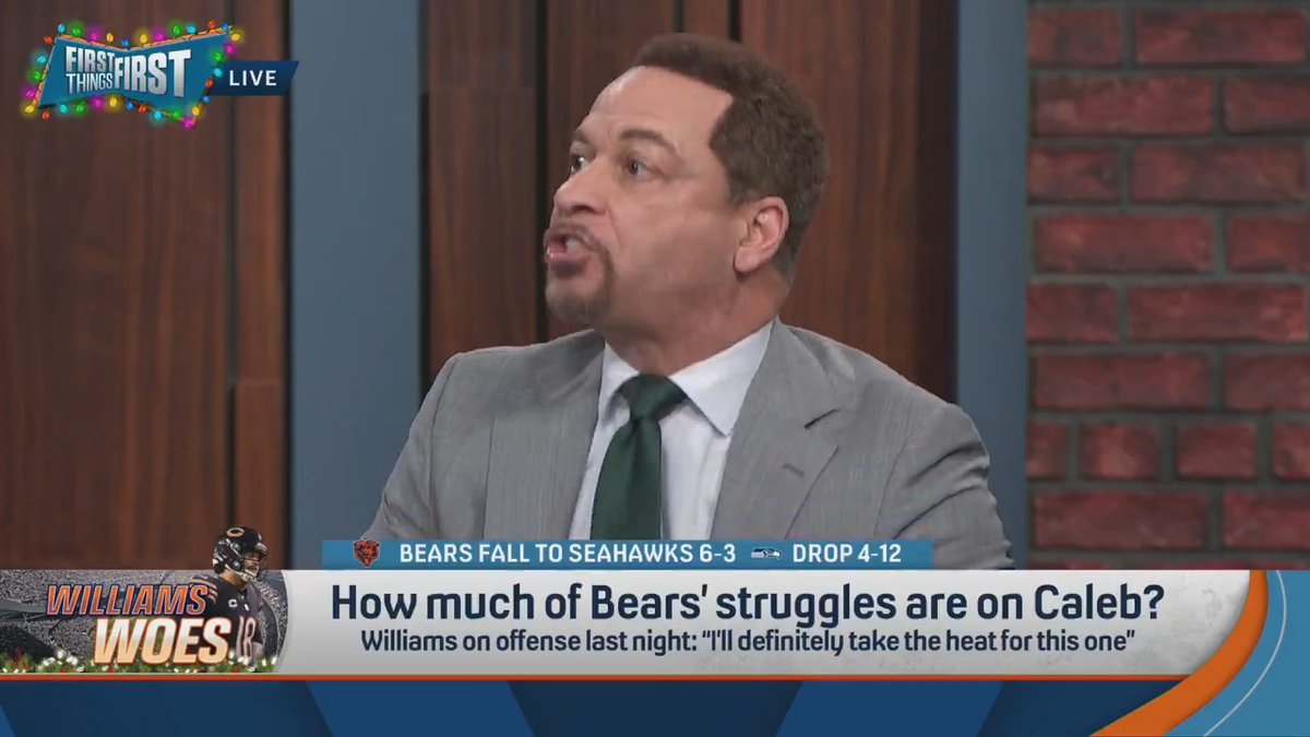“A chance to win and you throw a pick, that’s what Caleb did. And then you come on here and compare him favorably to Peyton Manning, Tom Brady, and Joe Burrow?! It’s worse than I thought.” Chris Broussard reacts to nick wright's Caleb Williams take:
