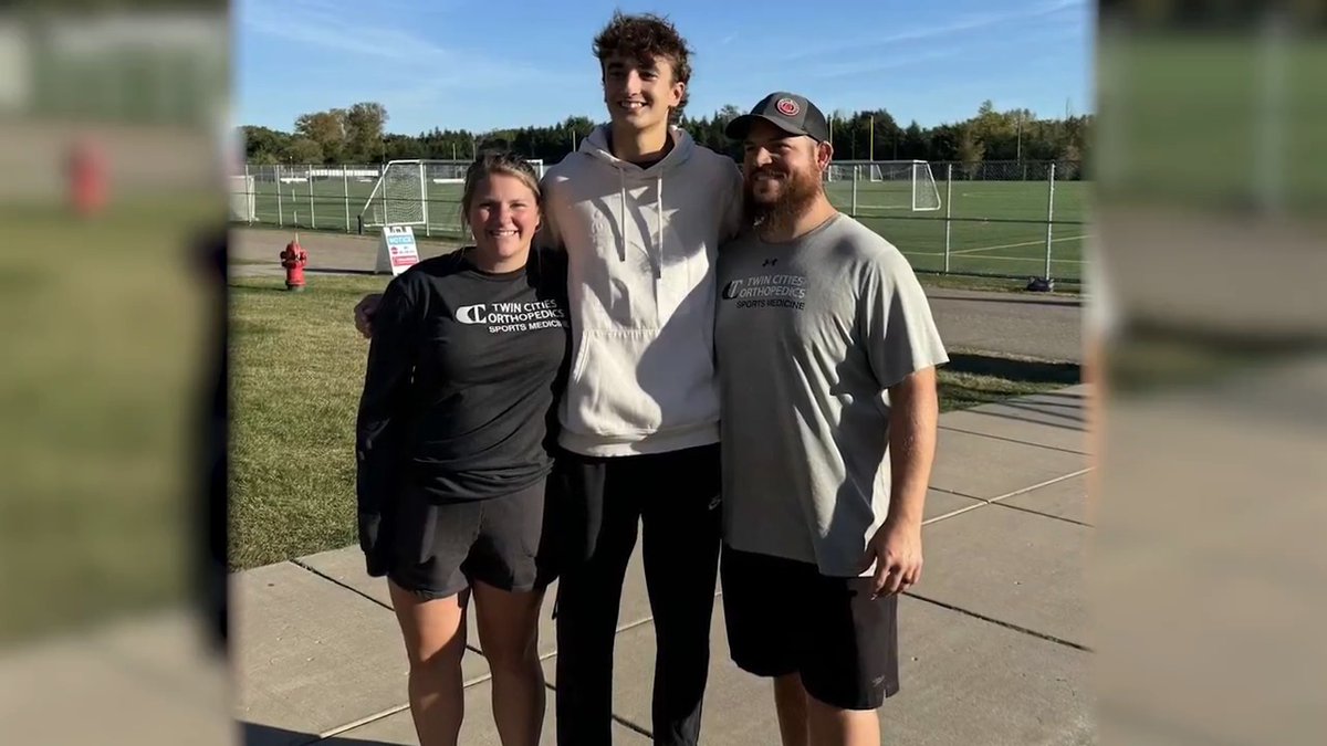 Keegan Hawke, a sophomore at Stillwater High School, went into cardiac arrest and collapsed during a football practice. An AED, emergency action plans, and a trained Twin Cities Orthopedics staff saved his life. He and those who saved his life were recognized as Hometown Heroes.