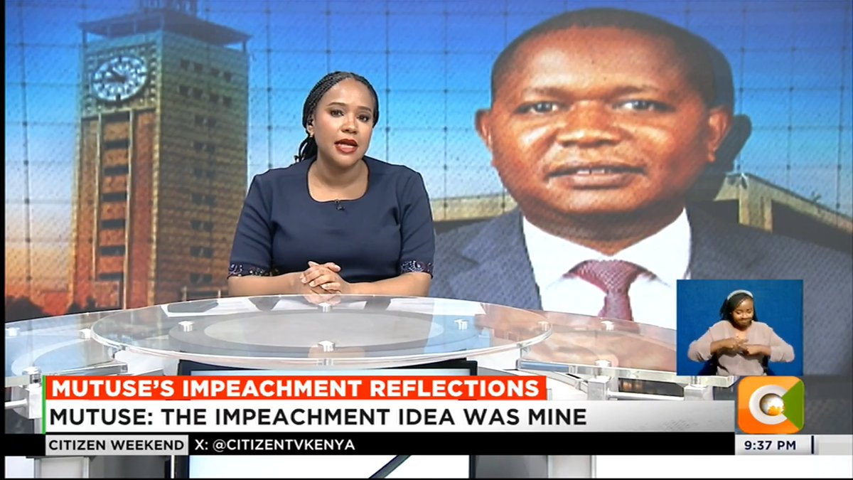 Mutuseโs Impeachment Reflections: MP reflects on leading ex DP Gachagua ouster Mutuse: The impeachment idea was mine MP: Security was tightened after Gachagua ouster Mutuse says he has no problem with Gachagua #CitizenWeekend Olive Burrows