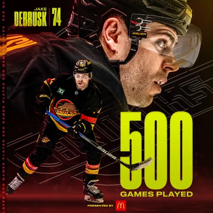 DeBrusk hits 5️⃣0️⃣0️⃣. Congrats Jake! #Canucks | McDonald's 🇨🇦