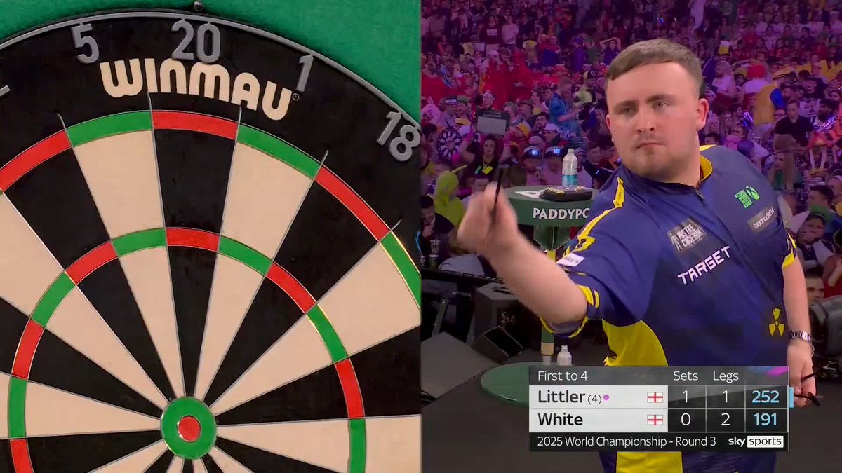 WHITE STRIKES BACK! Ian White takes the second set against Luke Littler! The Nuke isn't having it all his own way up there! 📺 #WCDarts | R3