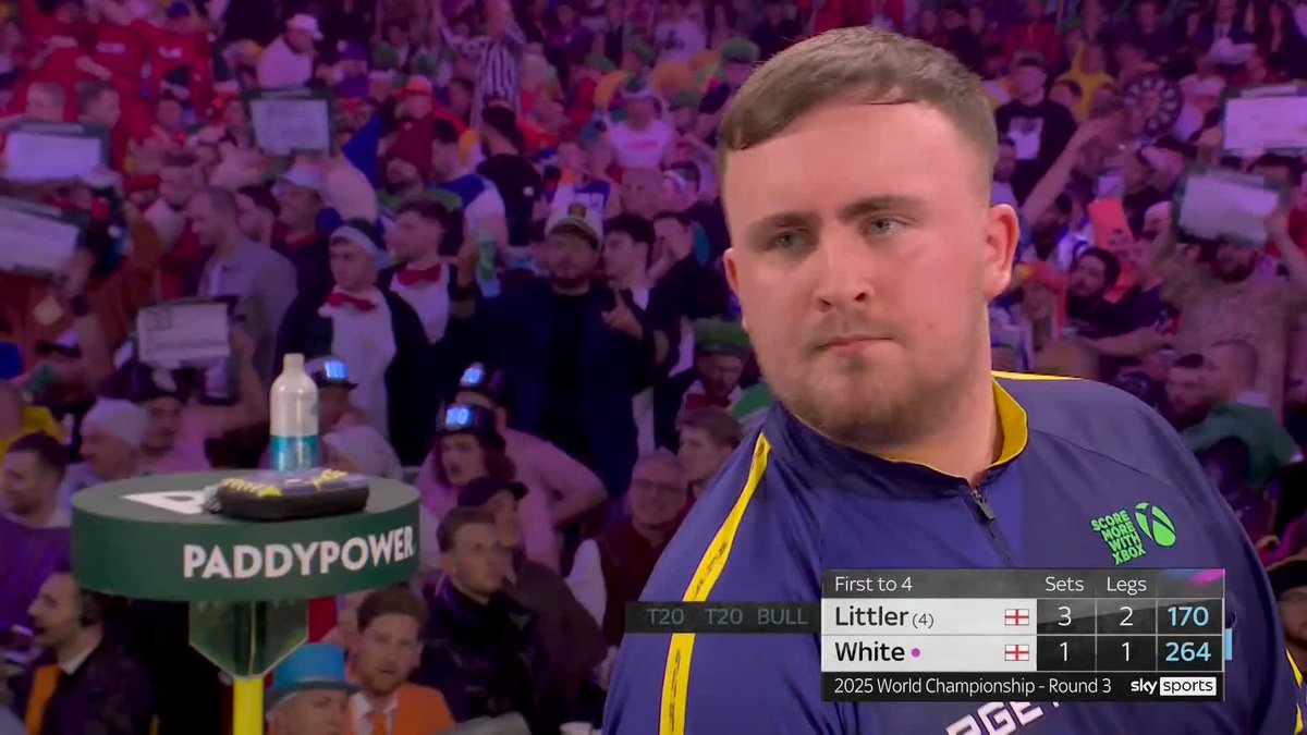 LITTLER GETS OVER THE LINE! ☢️ Luke Littler comes through a tough test against Ian White! Almost a 170 to win it! 😯 📺 #WCDarts | R3