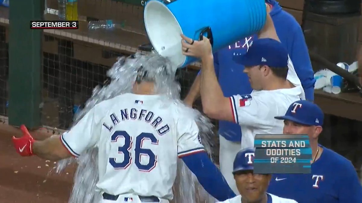✅ Walk-off grand slam ✅ Hit for the cycle ✅ Inside-the-park HR Wyatt Langford joined Jackie Robinson as the only players to accomplish all three in the same season! 📺 "Stats &amp; Oddities of 2024" on MLB Network