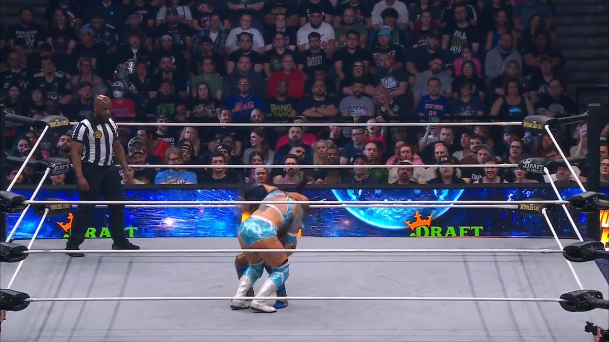 Moné continues to target Statlander's lower back! Order #AEWWorldsEnd LIVE on PPV @mercedesvarnado | Kris Statlander