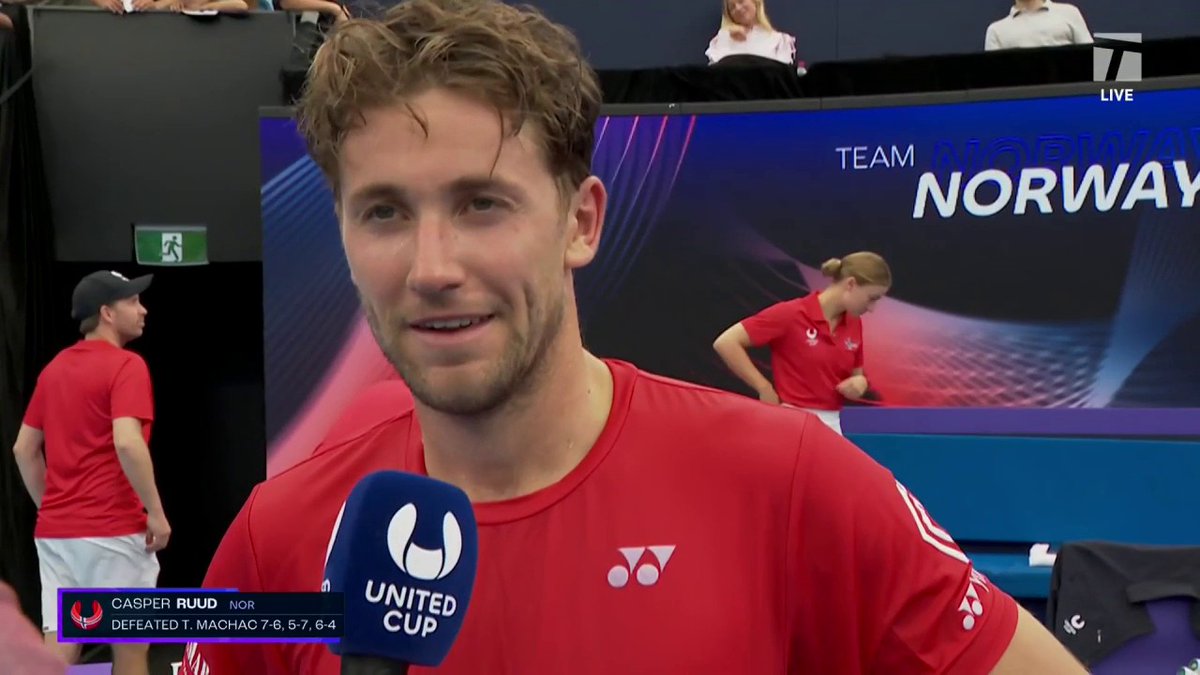 First win as an engaged man 💍 Casper Ruud talks about his hard fought win and getting engaged in the off-season 🫶 #UnitedCup