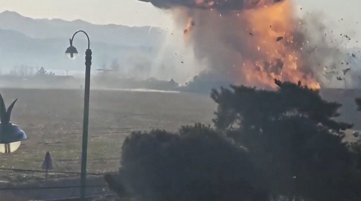 Plane erupts into fireball shortly after crash-landing in South Korea #planecrash #Muan #SouthKorea
