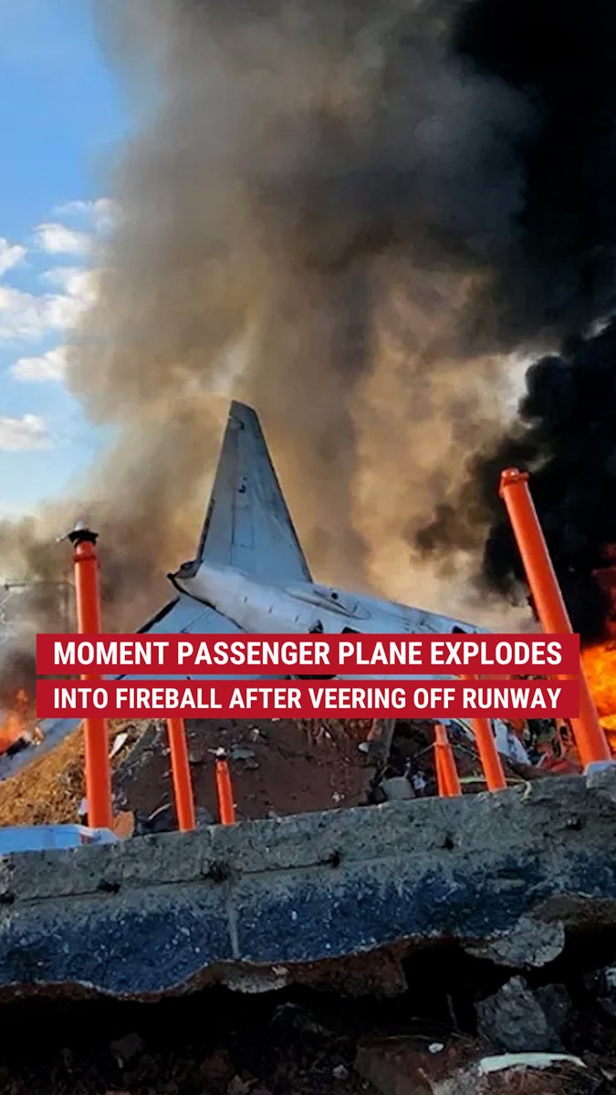 WATCH: Horror unfolded as a South Korean plane’s undercarriage failed to extend during a second landing attempt, sending the fuselage slamming into the runway before it skidded off the tarmac, hit an embankment, and erupted into a fiery explosion.