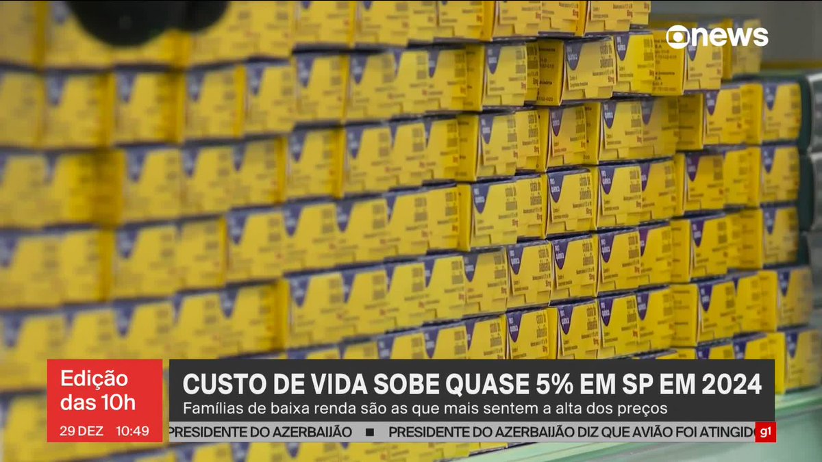 Custo de vida sobe quase 5% em São Paulo em 2024. Famílias de baixa renda são as que mais sentem a alta dos preços. ➡ Assista ao #Edição10: #GloboNews