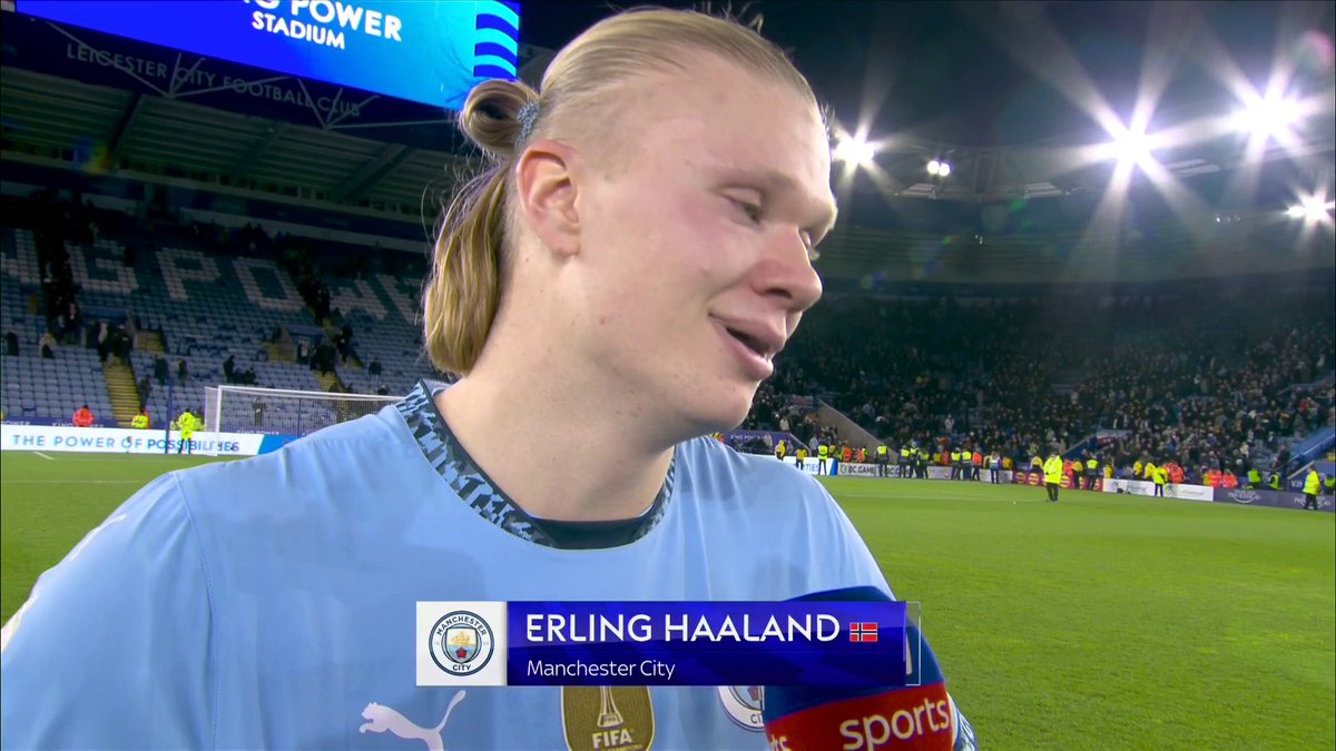 "Things happen and we have to keep going and stay positive" Erling Haaland reacts after scoring in Man City's 2-0 win against Leicester 🎙️