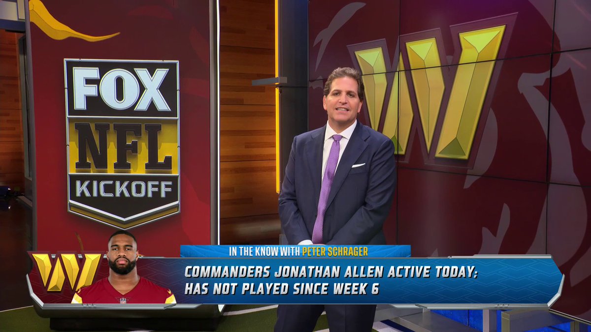 We check back in with Peter Schrager: ▫️ Jonathan Allen is active for the Commanders today ▫️ Buccaneers have signed Shaq Barrett