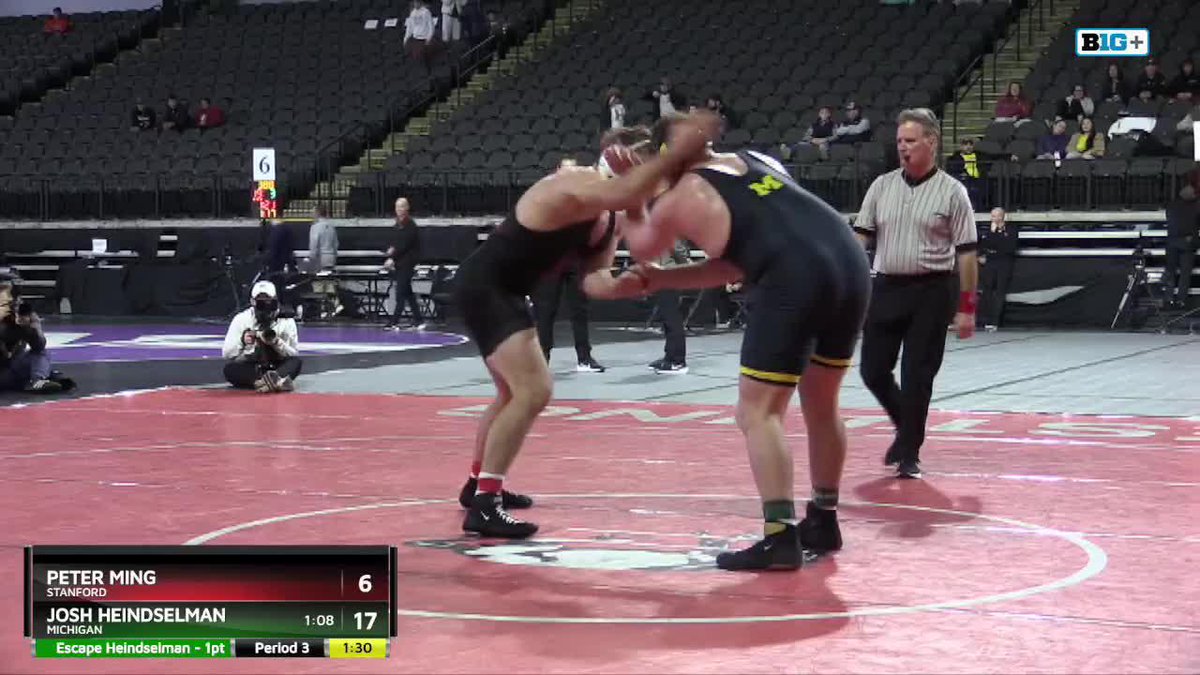 Match Ender. Heindselman goes winn dixie for the takedown, near fall and his second straight tech fall. He's into the semis. #Midlands60
