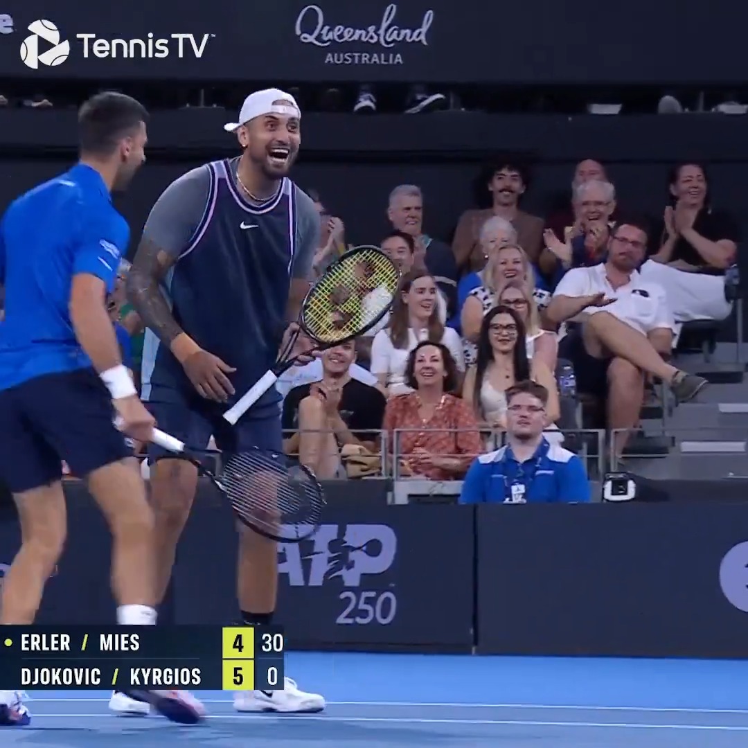Out of this world 🤯 Novak Djokovic goes around the net in Brisbane #BrisbaneInternational