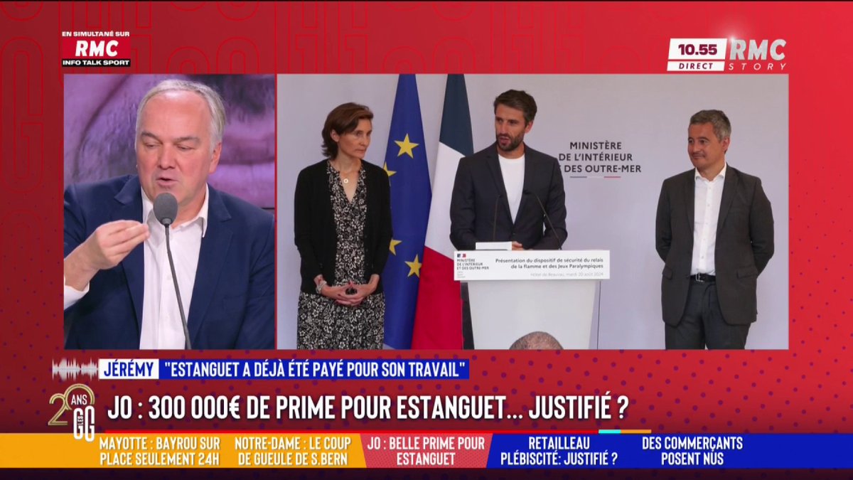 💶 300 000 euros… La grosse prime de sortie de Tony Estanguet est-elle justifiée ? 📞 Le coup de gueule de Jérémy : "En France, on se réjouit de verser une prime à quelqu'un qui a bien fait son travail. Il a déjà été payé pour ça !" #GGRMC