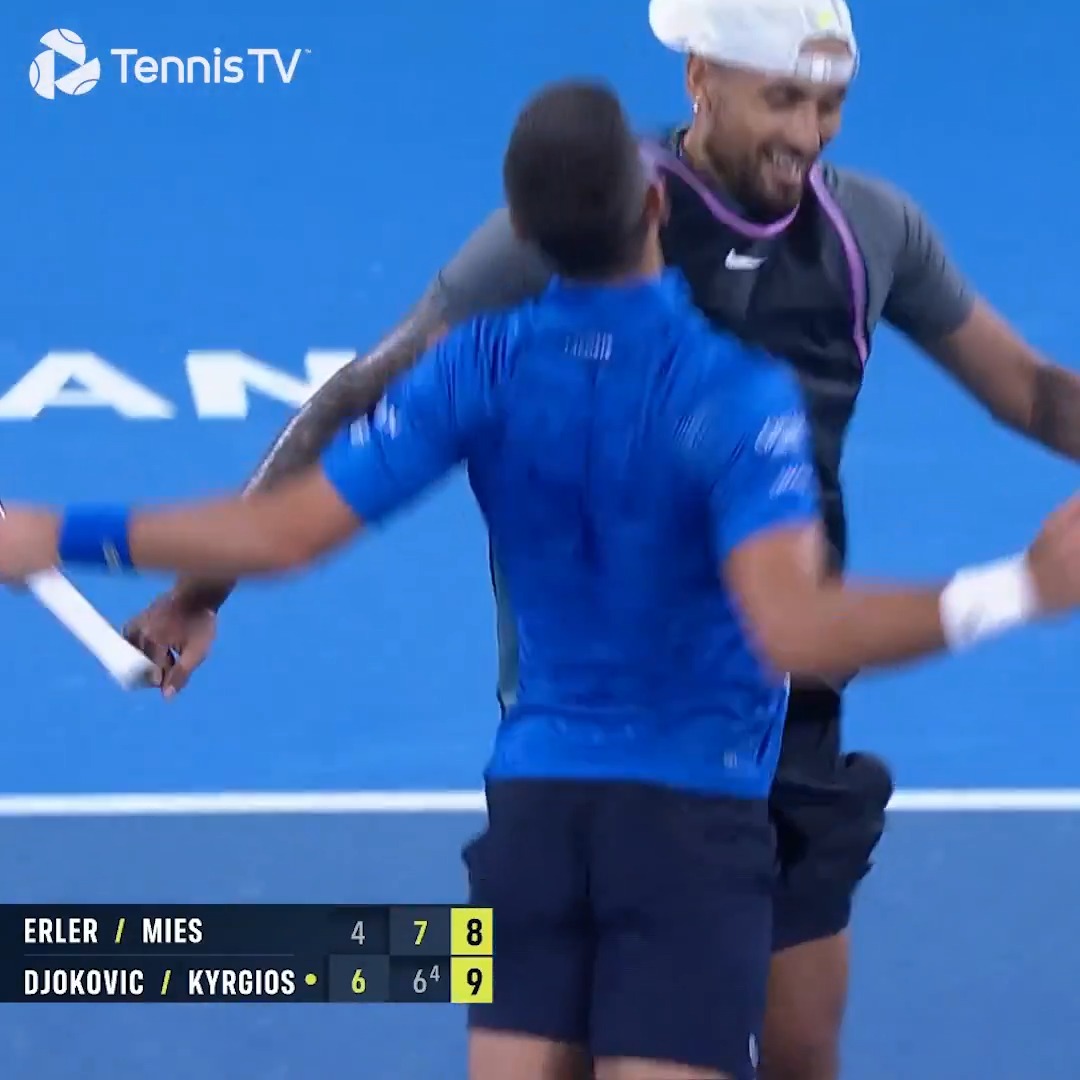In case you missed it 😉 Novak Djokovic &amp; Nicholas Kyrgios's doubles debut 👇 #BrisbaneInternational