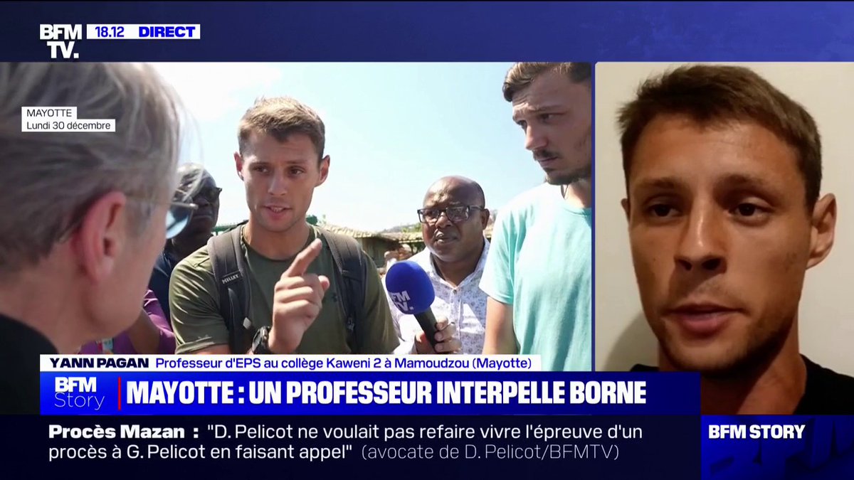 💬"Madame Borne n'a aucune réponse à apporter" Yann Pagan, professeur à Mamoudzou, revient sur son échange avec Élisabeth Borne au sujet de l'aide alimentaire et la distribution d'eau potable dans les bidonvilles