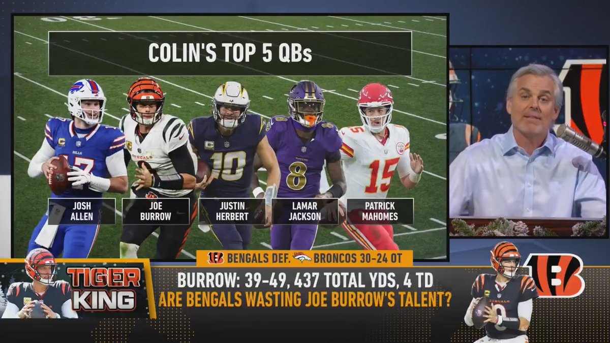 "This is a 3-14 team without Joe Burrow... It reminds me of LeBron in Cleveland the first time." — Colin Cowherd on Bengals keeping playoff hopes alive