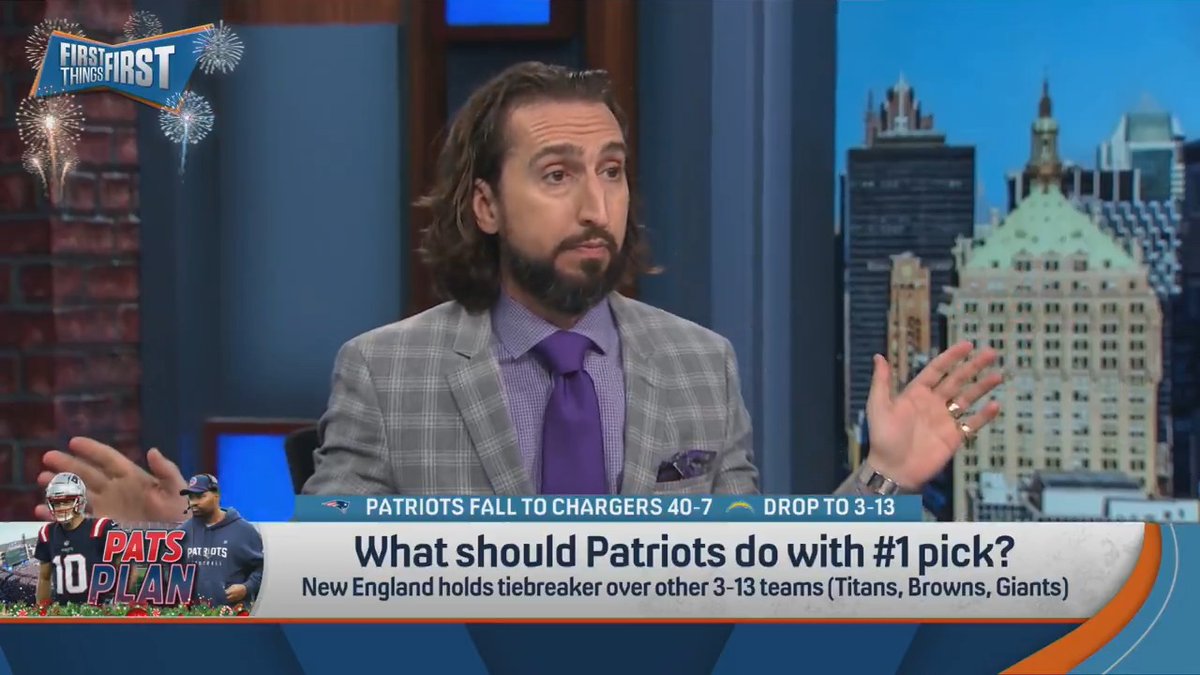 .nick wright explains what the Patriots should do with the #1 pick: “You have a chance to truly revamp the New England Patriots by going Shedeur Sanders 1, Travis Hunter 2, Deion Sanders head coach.”